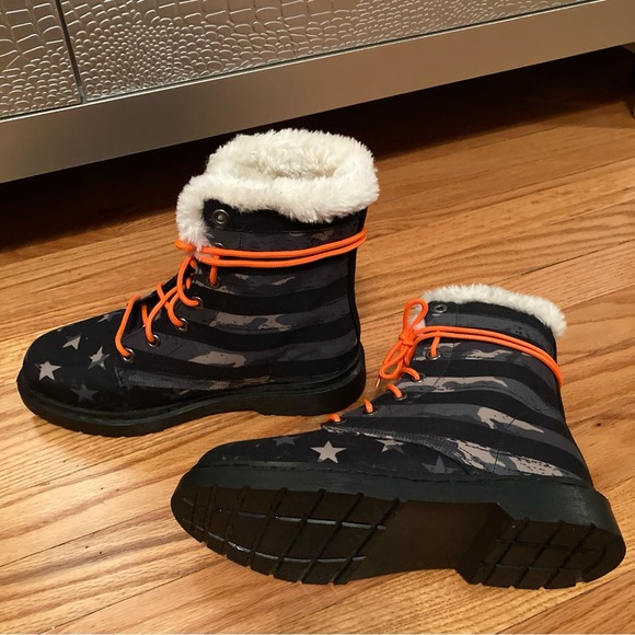 NEW RAAD Camo Stars Stripes Work Boots 8.0 8.5 Camouflage Green Black Shearling - Picture 5 of 12